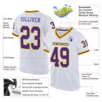 Custom Throwback Football Jersey White Purple Gold Mesh Authentic Custom White Purple-Gold Mesh Authentic Throwback Football