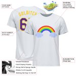 LGBT Pride Custom Rainbow T-Shirt in White Purple Gold for Performance Custom White Purple-Gold Rainbow For Pride LGBT Performance