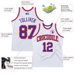 Custom Throwback Basketball Jersey in White Purple and Orange Custom White Purple-Orange Authentic Throwback Basketball Jersey