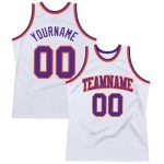 Custom Throwback Basketball Jersey in White Purple and Orange Custom White Purple-Orange Authentic Throwback Basketball Jersey