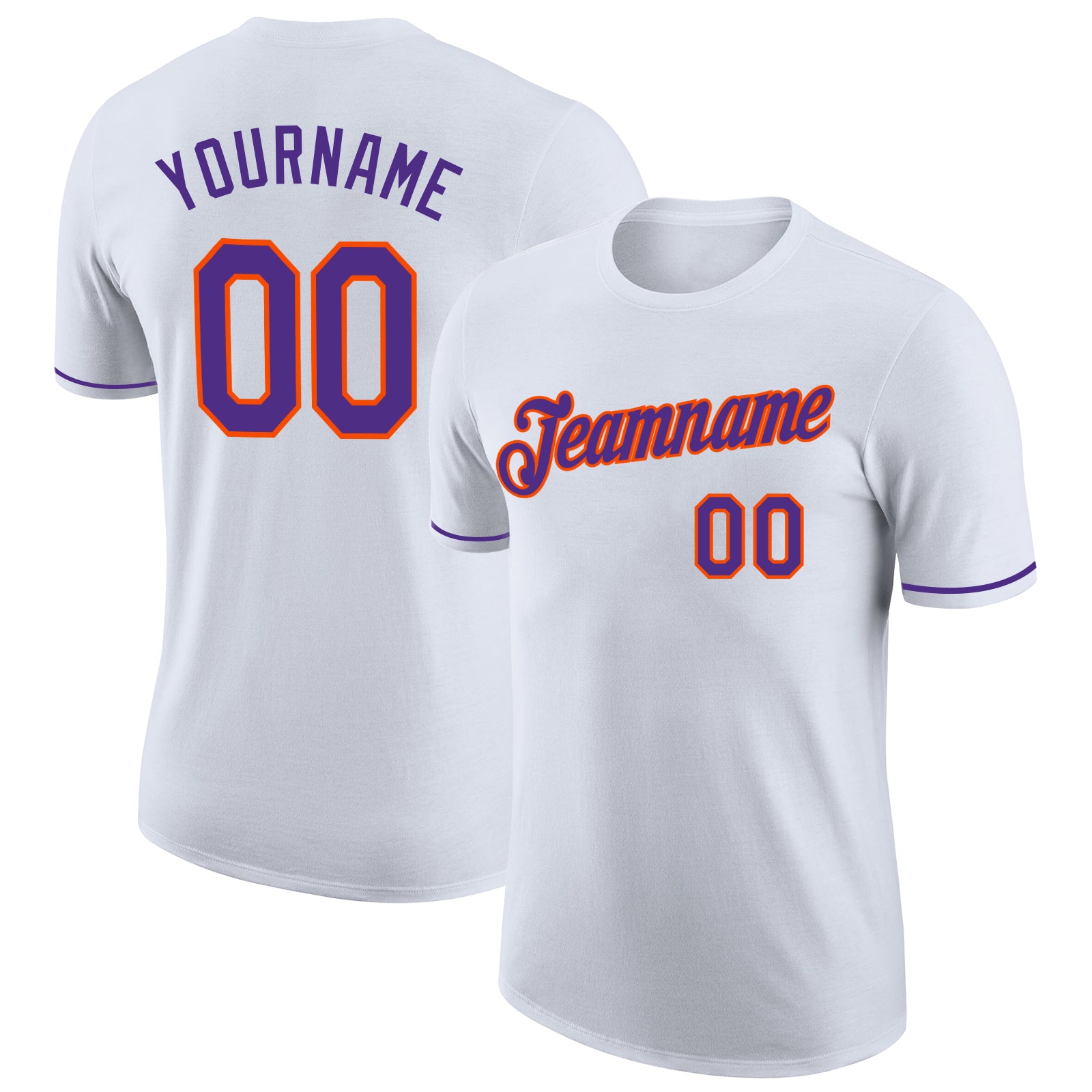 Custom White Purple-Orange Performance T-Shirt Custom Performance T-Shirt in White, Purple, and Orange - Stylish Activewear for Men & Women Custom White Purple-Orange Performance