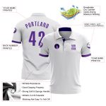 Custom Performance Golf Polo Shirt - White and Purple Design for Men and Women Custom White Purple Performance Golf Polo