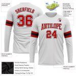 Custom Performance Long Sleeve T-Shirt in White, Red, and Black for Men and Women Custom White Red-Black Long Sleeve Performance