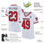 Authentic Throwback Football Jersey Custom Red Black White Mesh Design Custom White Red-Black Mesh Authentic Throwback Football