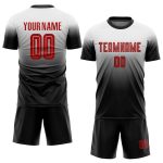 Custom Fade Fashion Soccer Jersey - Red Black Sublimation Design, Personalized Uniform Custom White Red-Black Sublimation