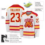 Custom Hockey Jersey Red and Gold | Personalized White Hockey Apparel Custom White Red-Gold Hockey Jersey