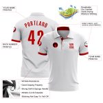 Custom Performance Golf Polo Shirt in White and Red for Men and Women Custom White Red Performance Golf Polo Shirt