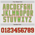 Custom Red Neon Green Pinstripe Baseball Jersey - Authentic White Raglan Sleeves Custom White Red Pinstripe Red-Neon Green
