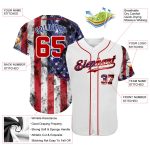 3D American Flag Custom Baseball Jersey - White Red-Royal Authentic Design Custom White Red-Royal 3D American Flag Authentic