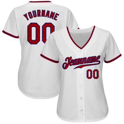 Custom Authentic Baseball Jersey - White Red-Royal Design, Personalized Team Apparel Custom White Red-Royal Authentic Baseball