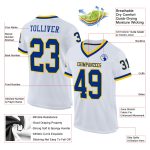 Custom White Royal Gold Mesh Football Jersey - Authentic Throwback Style Custom White Royal-Gold Mesh Authentic Throwback