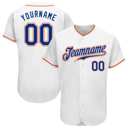 Custom Orange White Authentic Baseball Jersey - Personalized Sports Apparel Custom White Royal-Orange Authentic Baseball