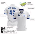 Custom Performance Golf Polo Shirt - White Royal Design for Men Custom White Royal Performance Golf Polo Shirt
