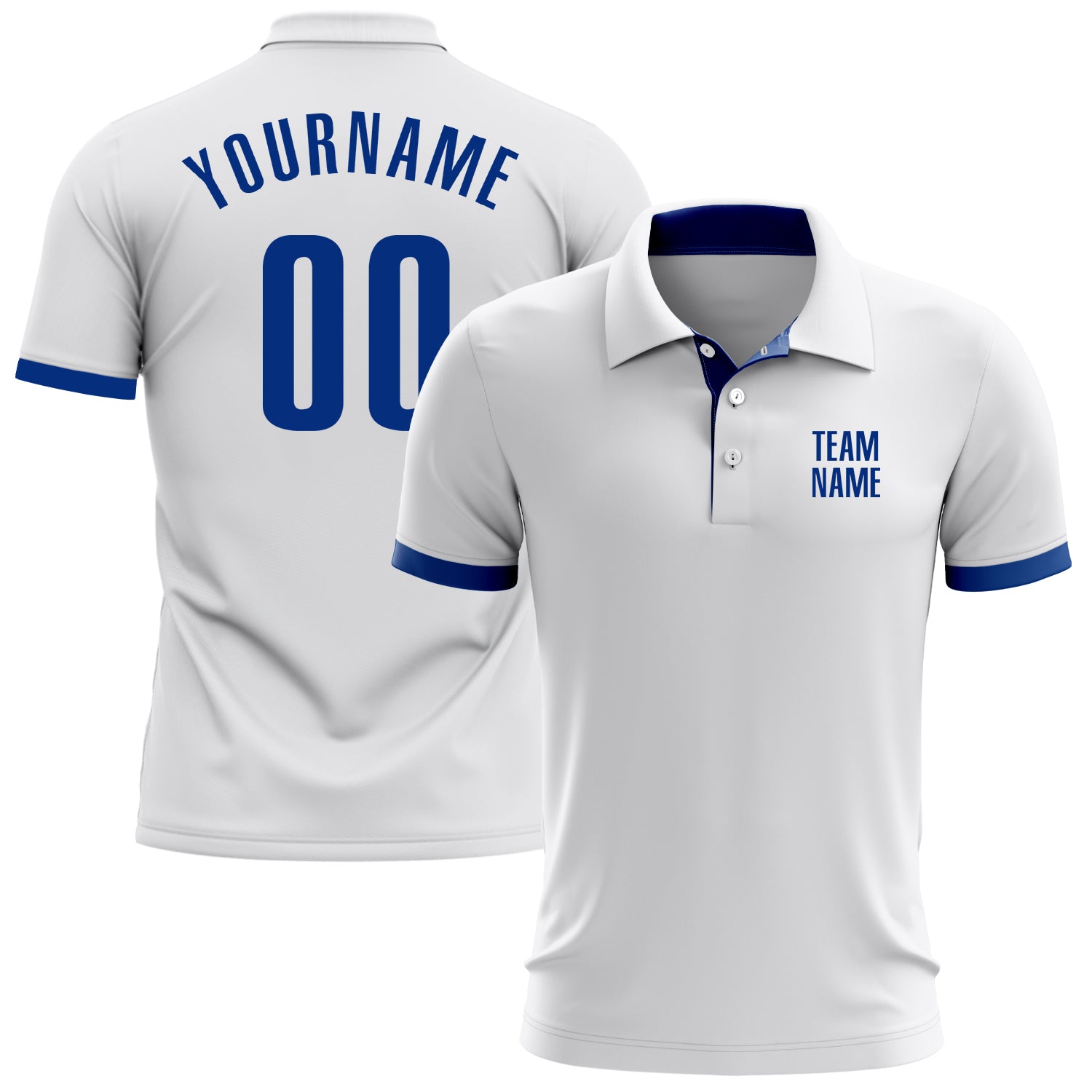 Custom White Royal Performance Golf Polo Shirt Custom Performance Golf Polo Shirt - White Royal Design for Men Custom White Royal Performance Golf Polo Shirt