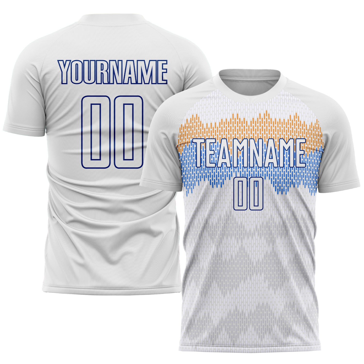 Custom White Sublimation Soccer Uniform Jersey for Men and Women - Style 9653 Custom White Royal Sublimation Soccer Uniform