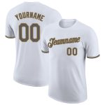 Custom Performance T-Shirt in White, Steel Gray, Old Gold - High Quality Fabric Custom White Steel Gray-Old Gold Performance