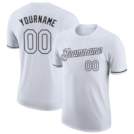 Custom Performance T-Shirt - White Black Athletic Wear for Men and Women Custom White White-Black Performance T-Shirt