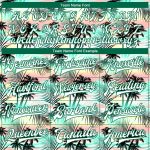 Custom Hawaii Palm Trees 3D Bomber Jacket Full-Snap Varsity Letterman in White and Kelly Green Custom White White-Kelly Green