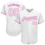 Custom White Pink Baseball Jersey - Authentic Sport Apparel for Fans Custom White White-Pink Authentic Baseball Jersey