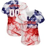 3D American Flag Custom Baseball Jersey - Authentic White and Red Design Custom White White-Red 3D American Flag Authentic