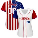 Custom 3D American Flag Baseball Jersey White Red - Authentic Style 5789 Custom White White-Red 3D American Flag Authentic