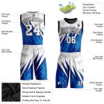 Custom White Royal Basketball Jersey Round Neck Sublimation Suit Custom White White-Royal Round Neck Sublimation Basketball