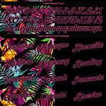 Custom Womens Black Pink Tropical Palm Leaves 3D V-Neck Cropped Jersey Baseball Custom Women's Black Black-Pink Tropical