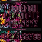 Custom Womens Black Pink Tropical Palm Leaves 3D V-Neck Cropped Jersey Baseball Custom Women's Black Black-Pink Tropical