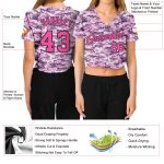 Custom Womens Camo Jersey Pink Black V-Neck Cropped Baseball Salute to Service Custom Women's Camo Pink-Black Salute To Service