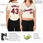 Custom Womens V-Neck Baseball Jersey Cream Red-Royal Style 7693, Cropped Design for Casual Wear Custom Women's Cream Red-Royal