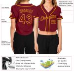 Custom Womens Crimson Gold V-Neck Cropped Baseball Jersey - Stylish Sportswear Top Custom Women's Crimson Crimson-Gold V-Neck