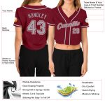 Custom Womens V-Neck Baseball Jersey in Crimson Gray-White, Cropped Design for Stylish Sportswear Custom Women's Crimson