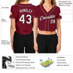 Custom Womens Crimson Black V-Neck Cropped Baseball Jersey Custom Women's Crimson White-Black V-Neck Cropped Baseball Jersey