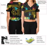 Custom Womens Black Gold 3D V-Neck Cropped Baseball Jersey with Graffiti Pattern Custom Women's Graffiti Pattern Black-Gold