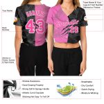 Custom Pink White Graffiti Pattern 3D Womens Cropped V-Neck Baseball Jersey Custom Women's Graffiti Pattern Pink-White Scratch