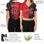 Custom Womens Graffiti Pattern 3D V-Neck Cropped Baseball Jersey | Red and White Custom Women's Graffiti Pattern Red-White