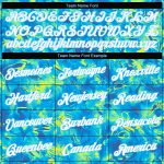 Custom Graffiti Pattern Womens White Light Blue 3D V-Neck Cropped Baseball Jersey Custom Women's Graffiti Pattern White-Light