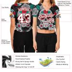 Custom Graffiti Skull White Red Fashion 3D V-Neck Cropped Baseball Jersey for Women Custom Women's Graffiti Pattern White-Red