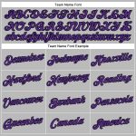 Custom gray, purple and black women's cropped baseball jersey, side view