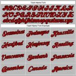Custom Womens V-Neck Cropped Baseball Jersey - Gray Red-Black Design Custom Women's Gray Red-Black V-Neck Cropped Baseball