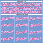 Custom Womens Light Blue Pink White V-Neck Cropped Jersey for Baseball Custom Women's Light Blue Pink-White V-Neck Cropped