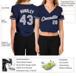 Womens Navy Gray White V-Neck Cropped Baseball Jersey Custom Design Custom Women's Navy Gray-White V-Neck Cropped Baseball