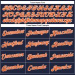 Custom Womens V-Neck Baseball Jersey - Navy Orange-White Cropped Style Custom Women's Navy Orange-White V-Neck Cropped Baseball