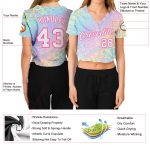 Custom Womens 3D V-Neck Cropped Baseball Jersey Pink Leopard Print Custom Women's Pink White Leopard 3D V-Neck Cropped Baseball
