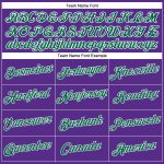 Custom Womens V-Neck Baseball Jersey in Purple Kelly Green and White, Cropped Style Custom Women's Purple Kelly Green-White