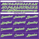 Custom Womens V-Neck Cropped Baseball Jersey in Purple Neon Green and White Custom Women's Purple Neon Green-White V-Neck