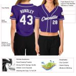 Custom Purple White-Gray V-Neck Cropped Baseball Jersey for Women Custom Women's Purple White-Gray V-Neck Cropped Baseball