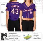 Custom Womens Purple Red White V-Neck Baseball Cropped Jersey Custom Women's Purple White-Red V-Neck Cropped Baseball Jersey