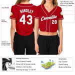 Custom Red White Gray Womens Cropped V-Neck Baseball Jersey for Casual Wear Custom Women's Red White-Gray V-Neck Cropped