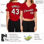 Custom V-Neck Cropped Baseball Jersey for Women in Red, White, and Kelly Green Custom Women's Red White-Kelly Green V-Neck